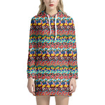 Afro African Ethnic Pattern Print Hoodie Dress