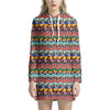 Afro African Ethnic Pattern Print Hoodie Dress