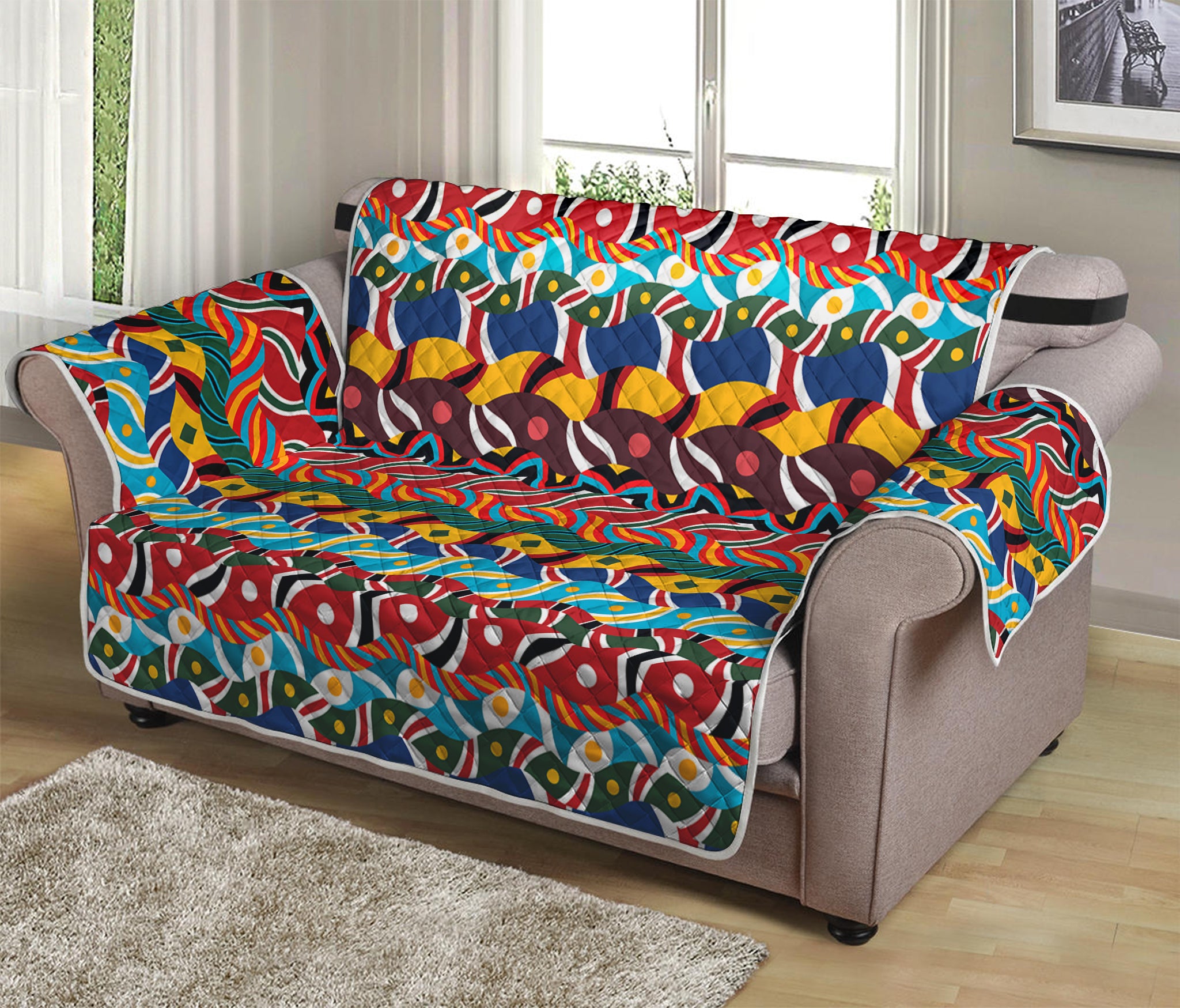 Afro African Ethnic Pattern Print Loveseat Protector