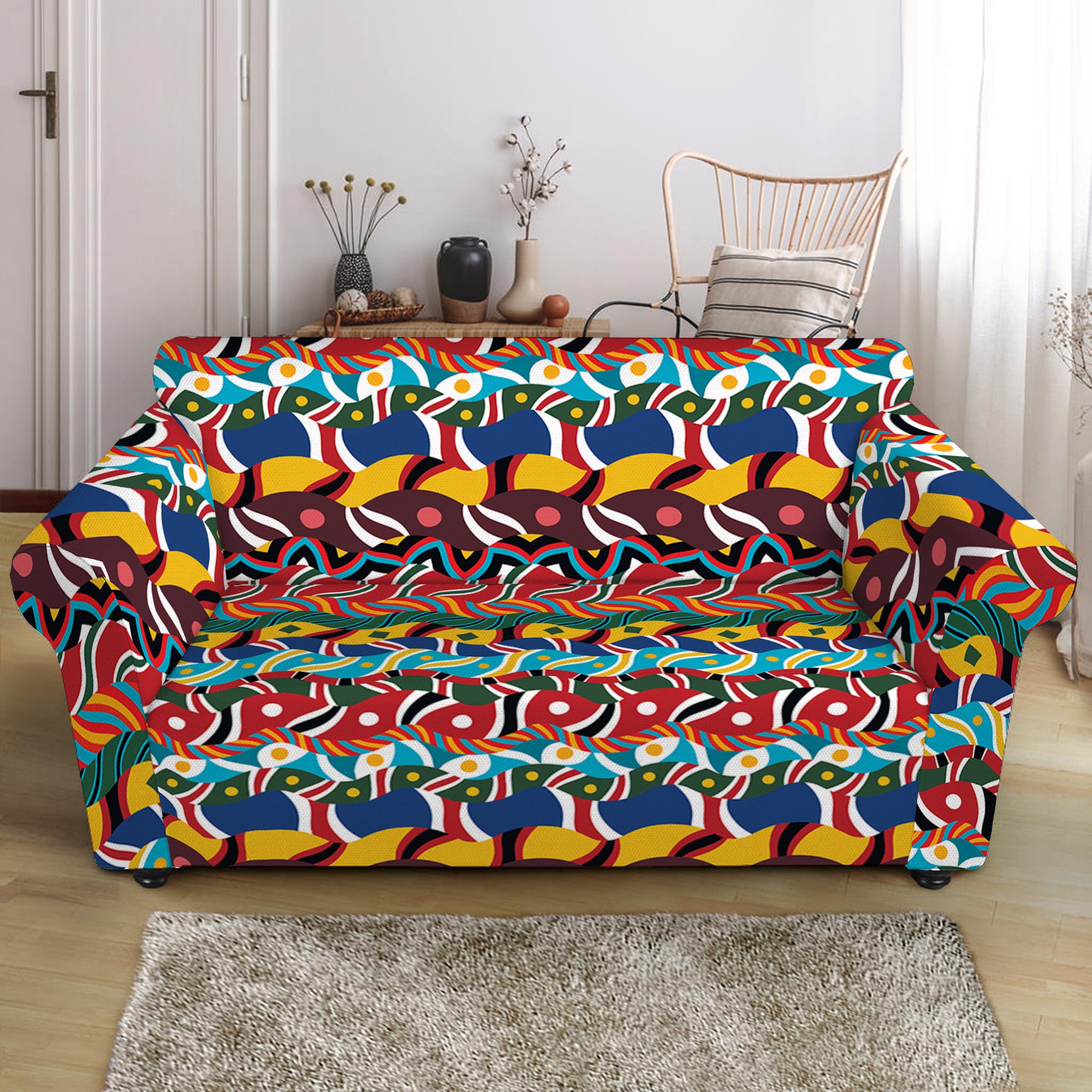 Afro African Ethnic Pattern Print Loveseat Slipcover