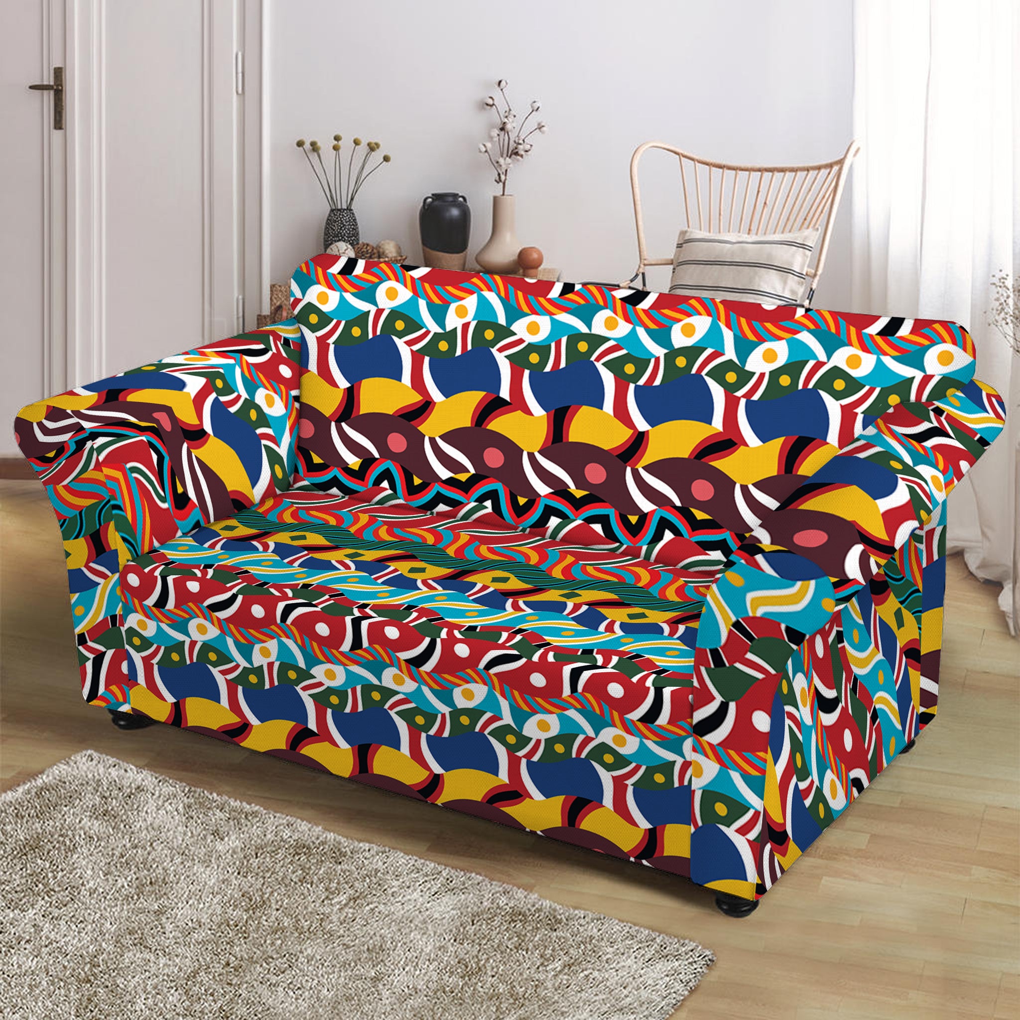 Afro African Ethnic Pattern Print Loveseat Slipcover