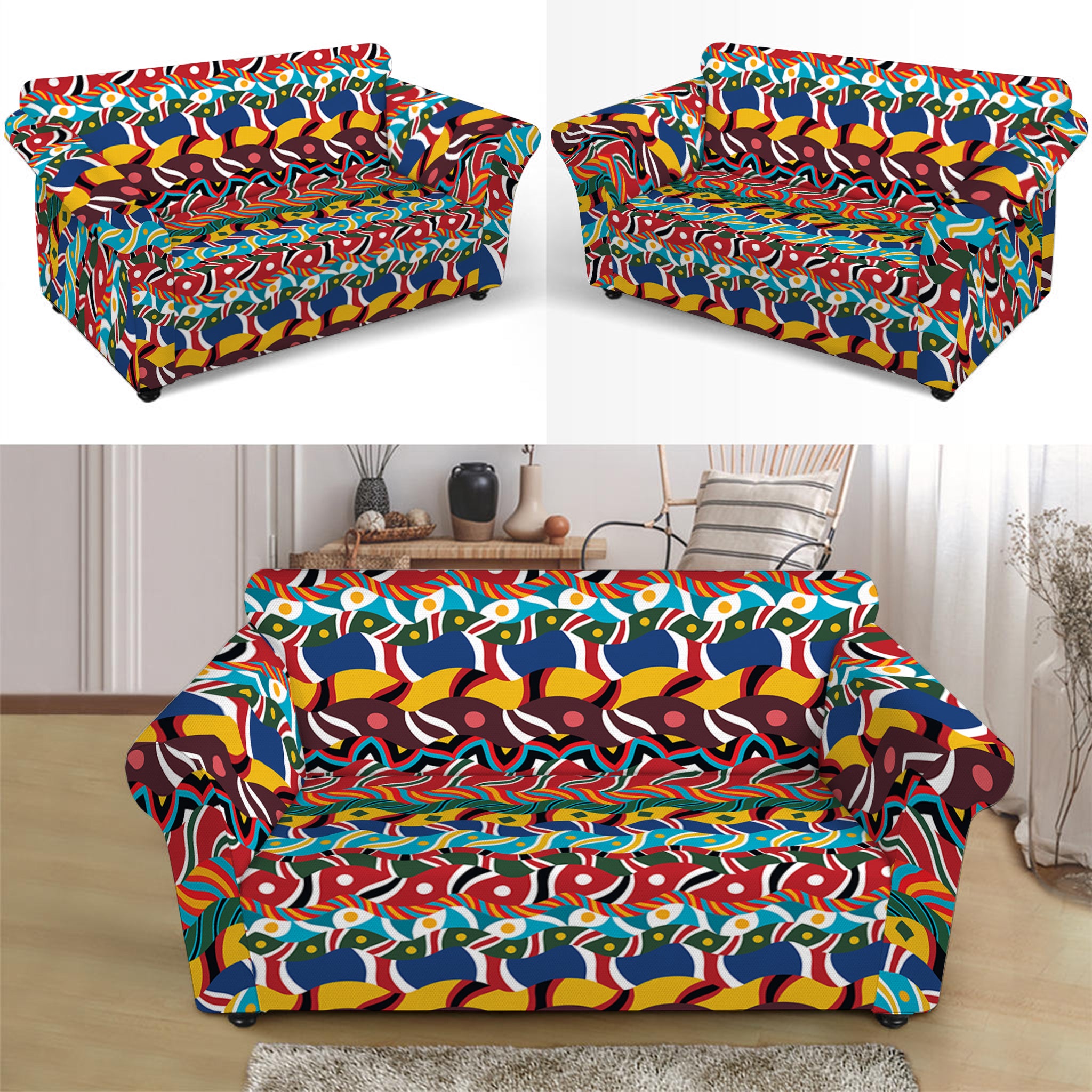 Afro African Ethnic Pattern Print Loveseat Slipcover