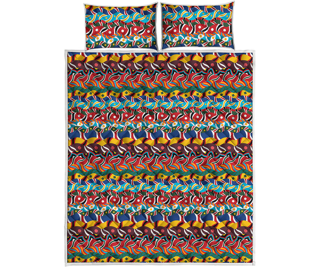 Afro African Ethnic Pattern Print Quilt Bed Set