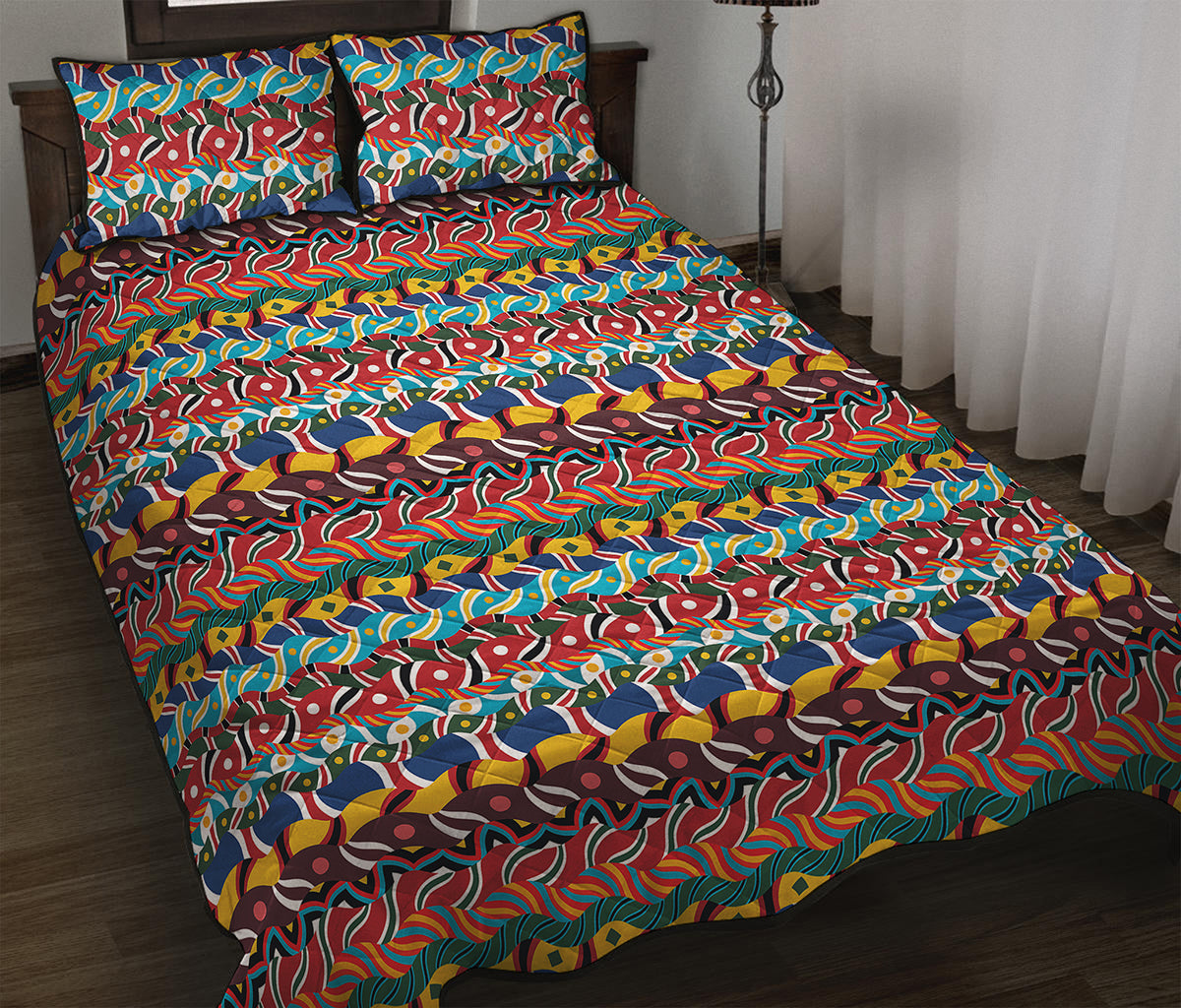 Afro African Ethnic Pattern Print Quilt Bed Set