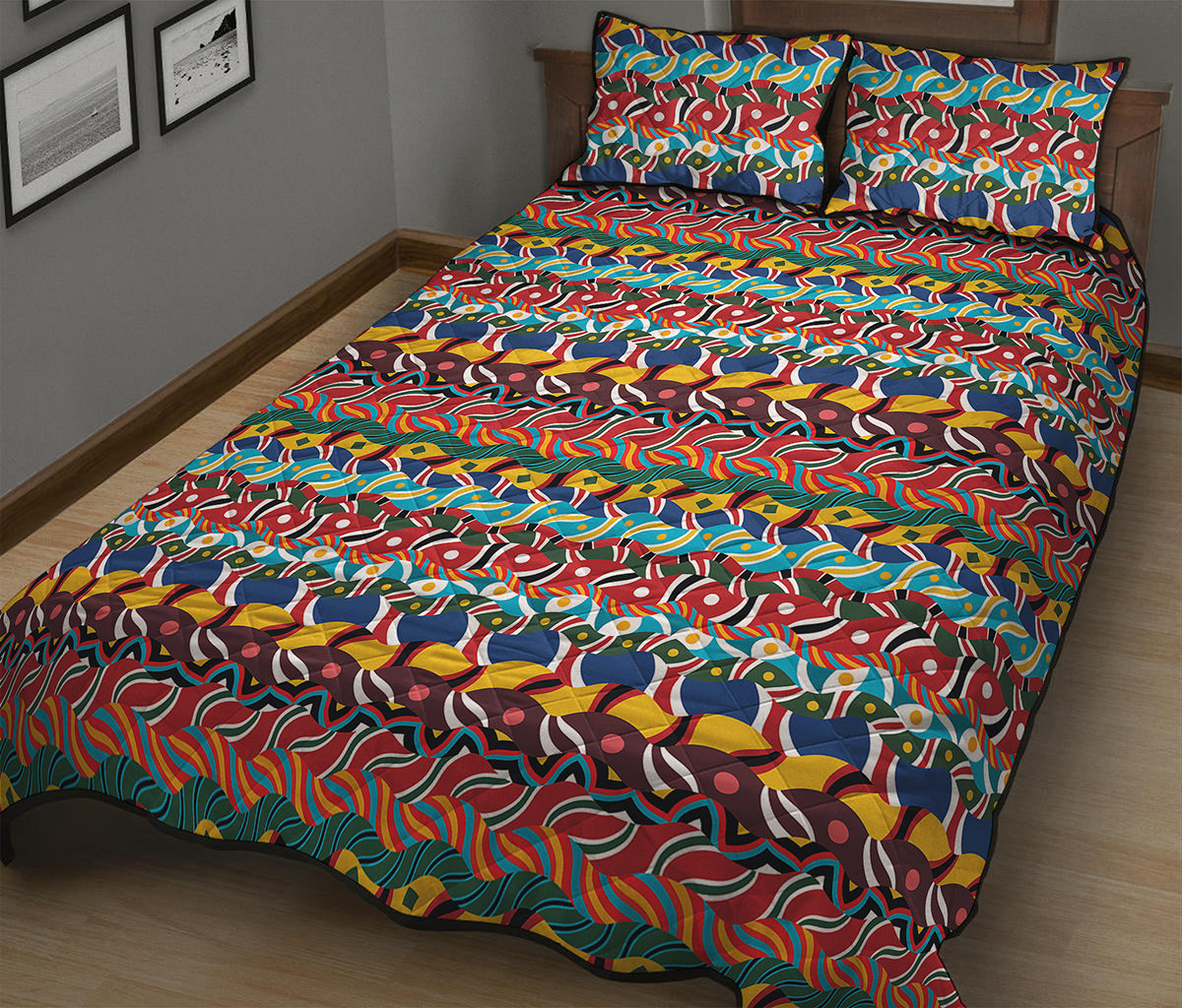 Afro African Ethnic Pattern Print Quilt Bed Set