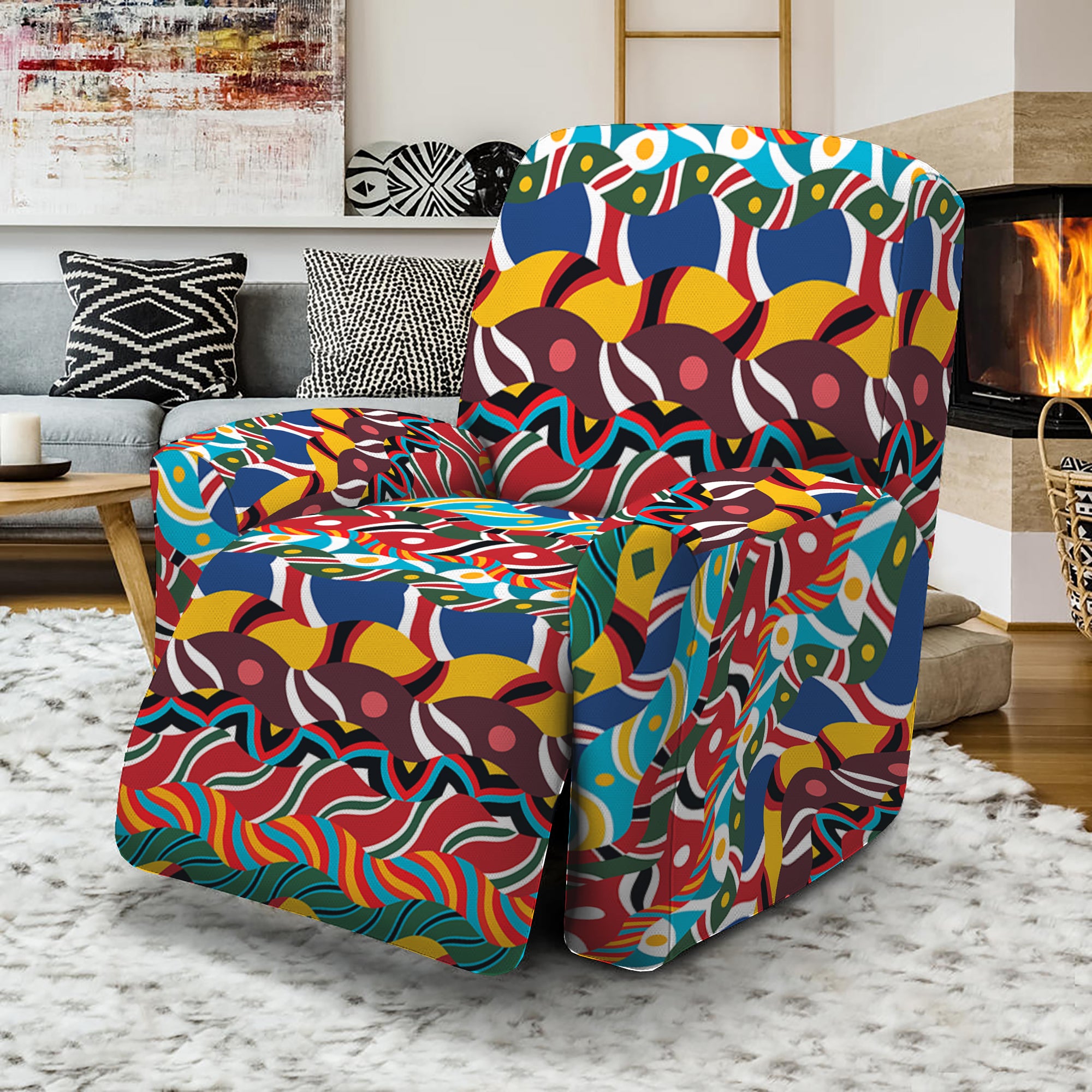 Afro African Ethnic Pattern Print Recliner Slipcover