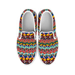 Afro African Ethnic Pattern Print White Slip On Shoes