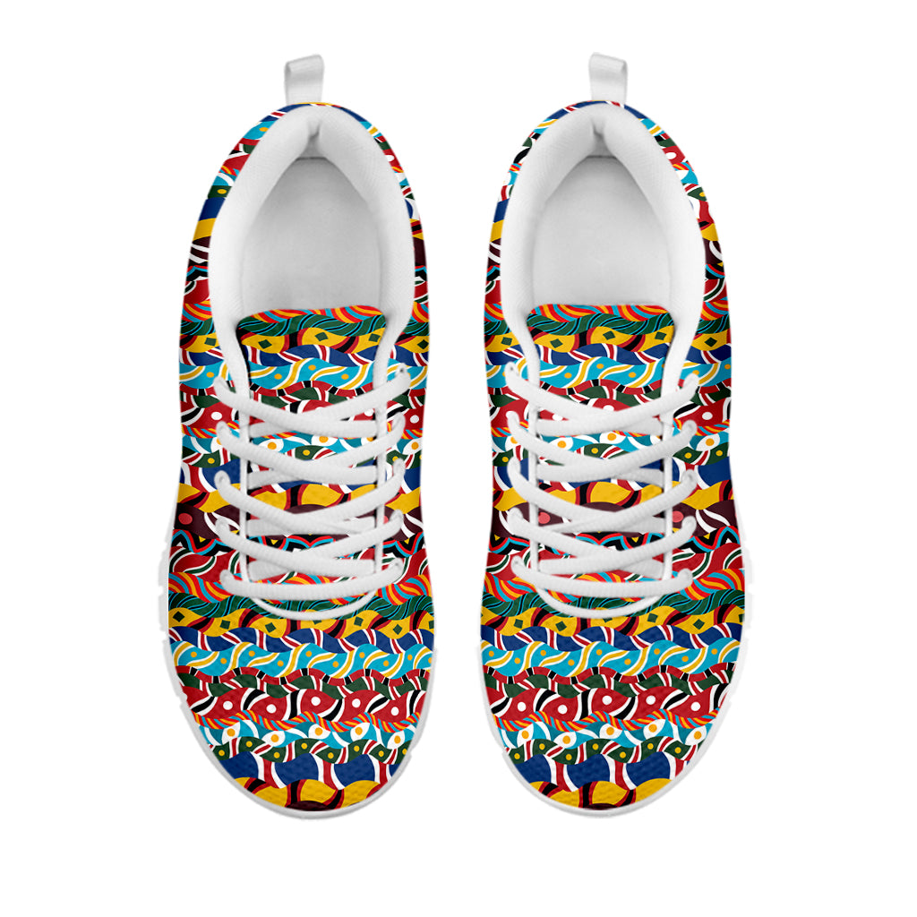 Afro African Ethnic Pattern Print White Sneakers