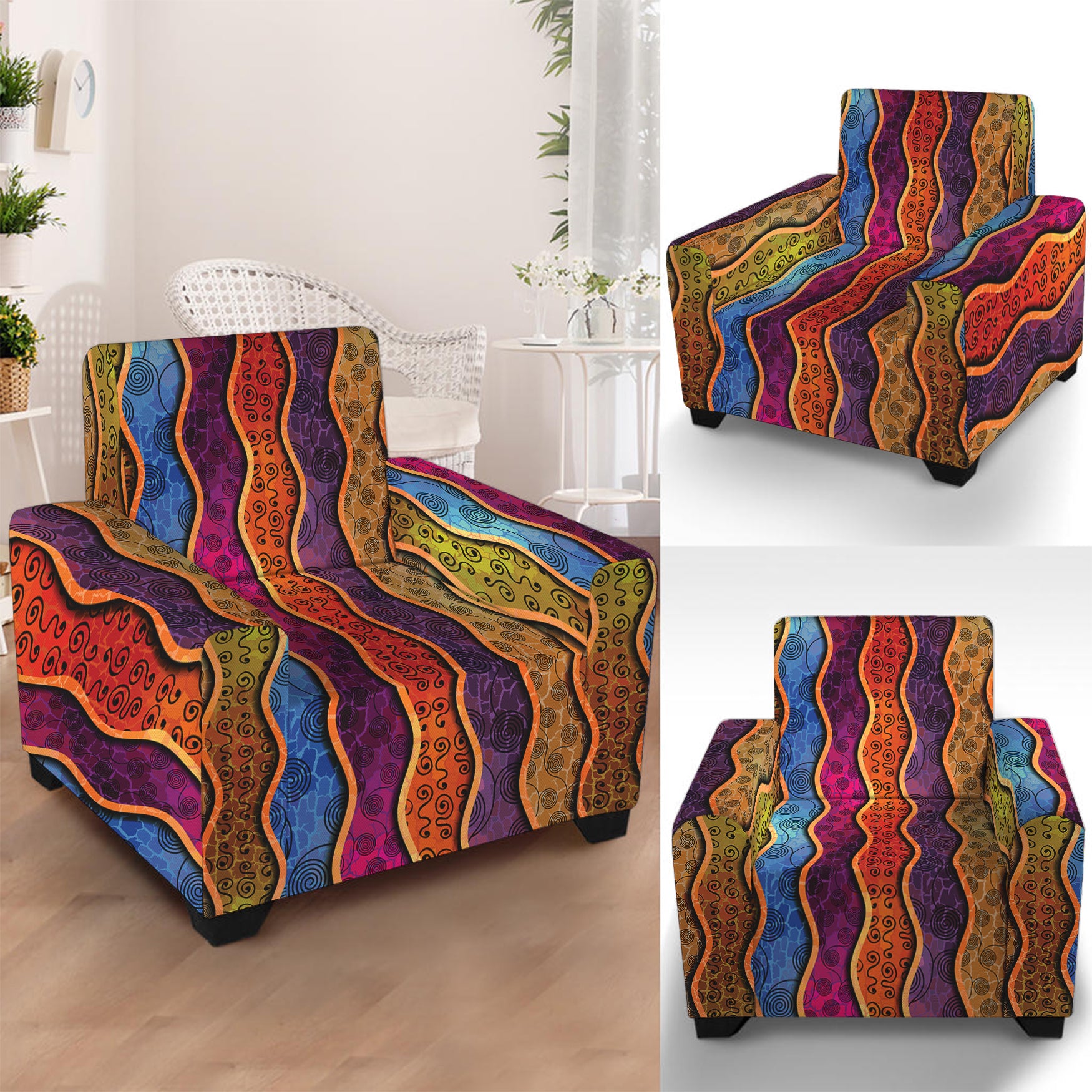 Afro Ethnic Inspired Print Armchair Slipcover