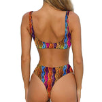 Afro Ethnic Inspired Print Front Bow Tie Bikini