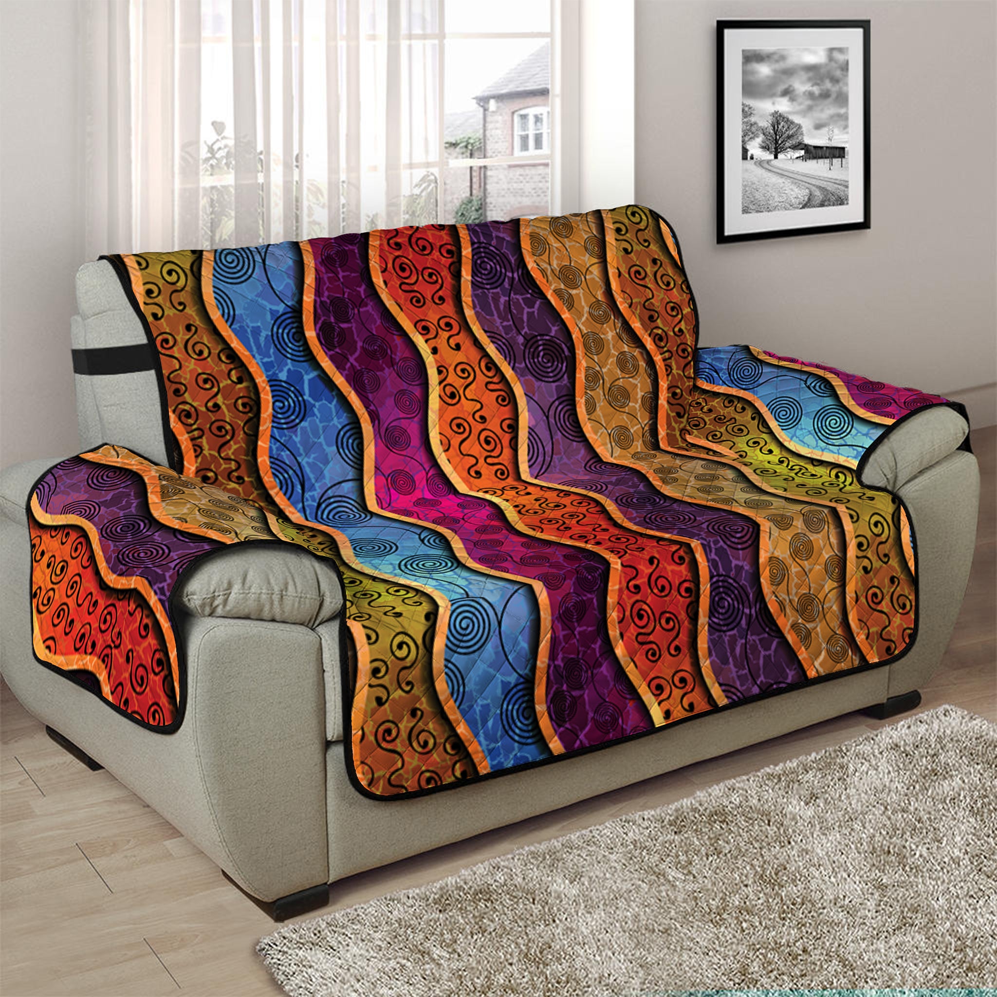 Afro Ethnic Inspired Print Half Sofa Protector