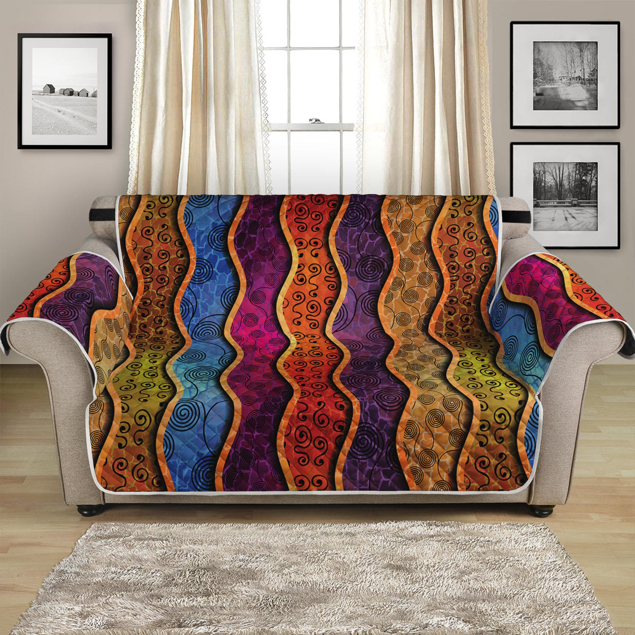 Afro Ethnic Inspired Print Loveseat Protector