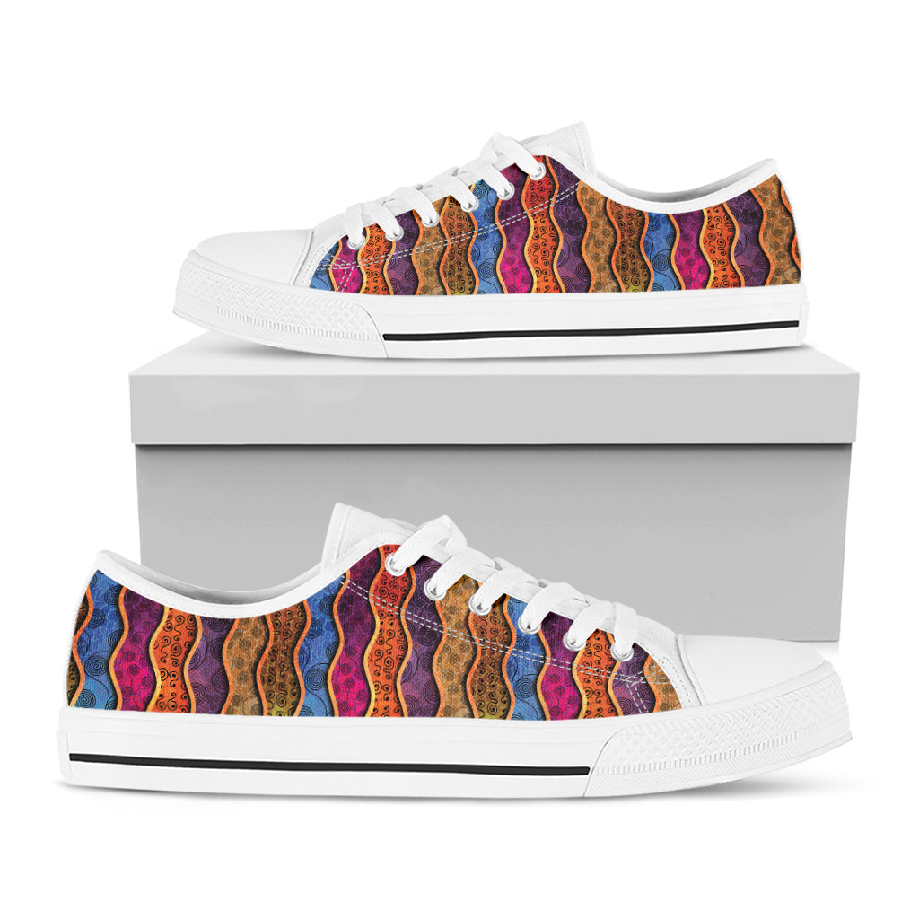 Afro Ethnic Inspired Print White Low Top Shoes