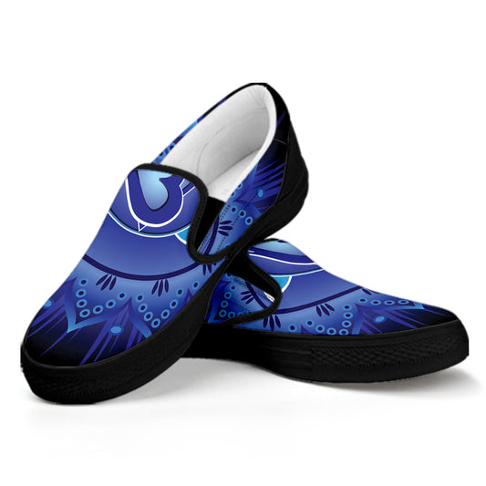 Ajna Chakra Mandala Print Black Slip On Shoes