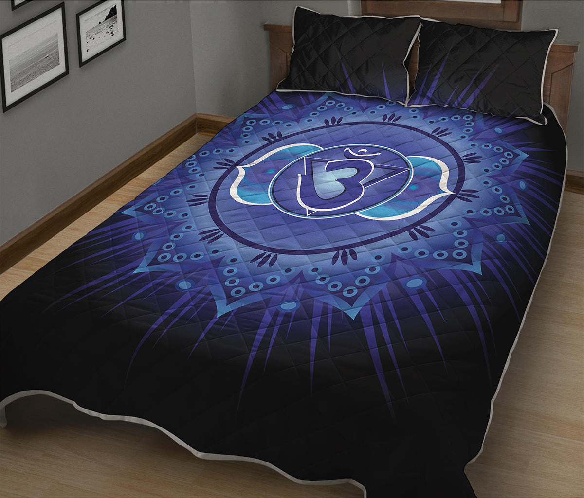 Ajna Chakra Mandala Print Quilt Bed Set