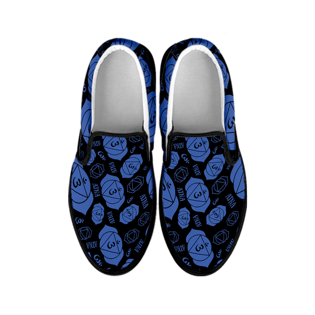 Ajna Chakra Pattern Print Black Slip On Shoes