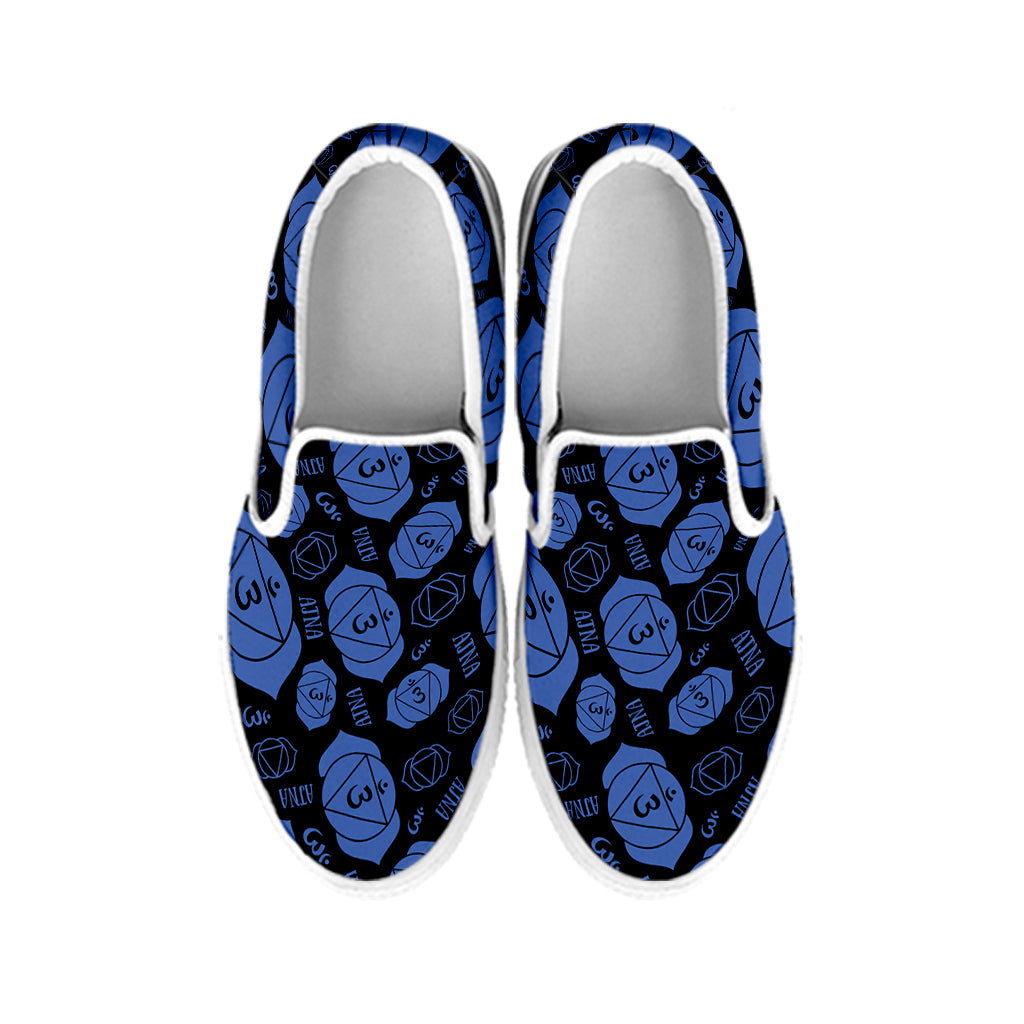 Ajna Chakra Pattern Print White Slip On Shoes