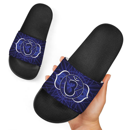 Ajna Chakra Spiritual Print Black Slide Sandals