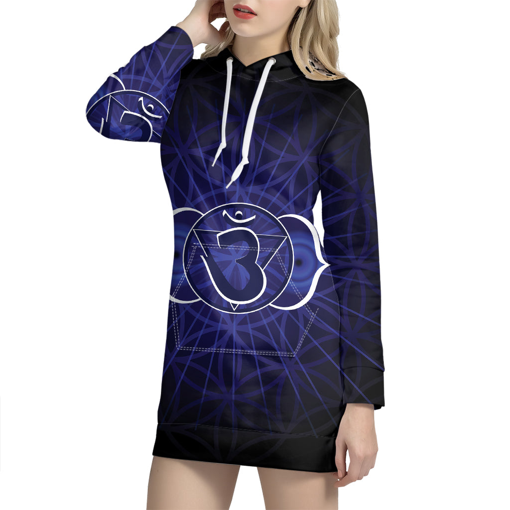 Ajna Chakra Spiritual Print Pullover Hoodie Dress