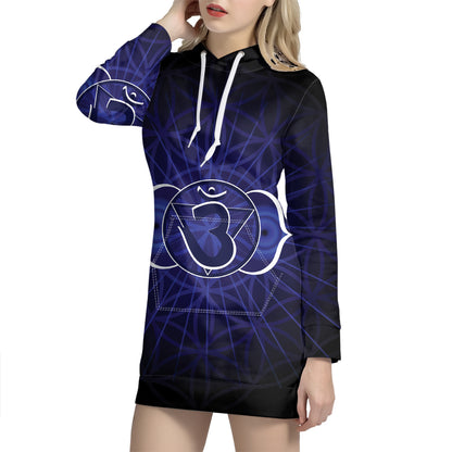 Ajna Chakra Spiritual Print Pullover Hoodie Dress