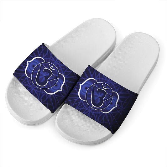 Ajna Chakra Spiritual Print White Slide Sandals
