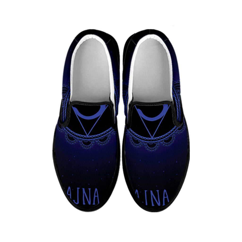 Ajna Chakra Symbol Print Black Slip On Shoes