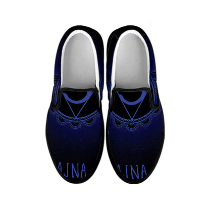 Ajna Chakra Symbol Print Black Slip On Shoes