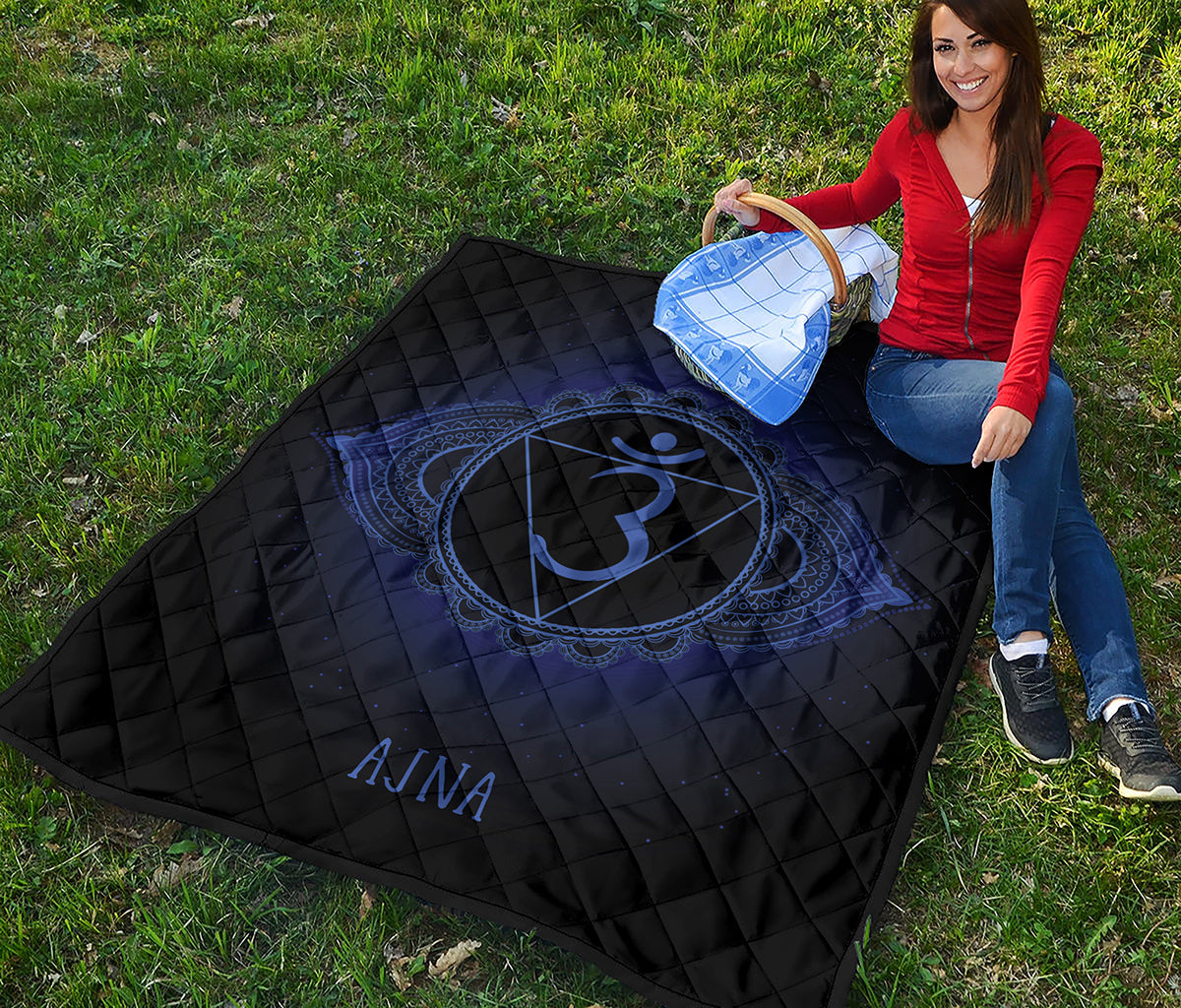 Ajna Chakra Symbol Print Quilt