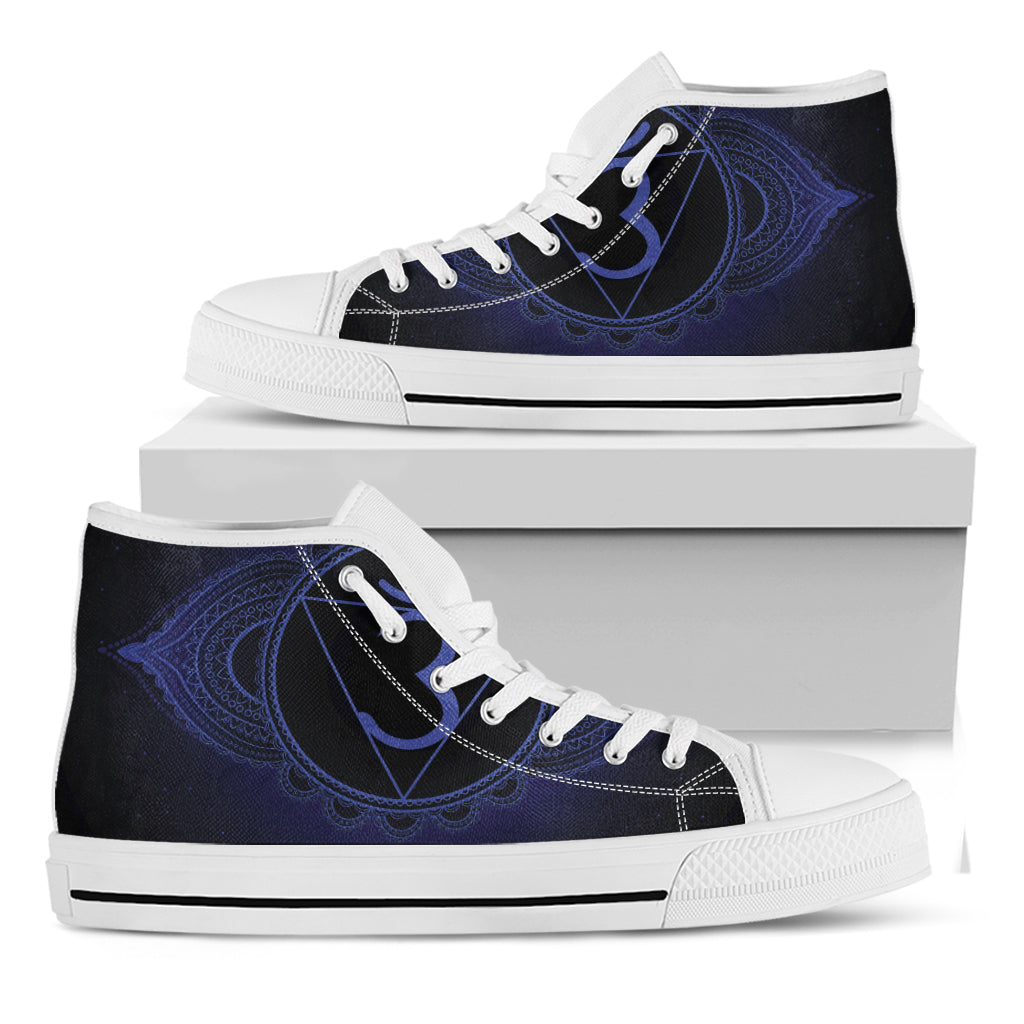 Ajna Chakra Symbol Print White High Top Shoes