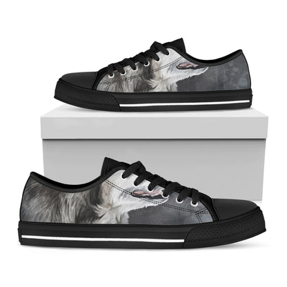 Alaskan Malamute Painting Print Black Low Top Shoes 