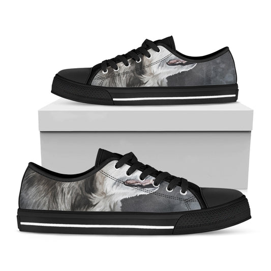 Alaskan Malamute Painting Print Black Low Top Shoes 