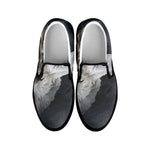 Alaskan Malamute Painting Print Black Slip On Shoes