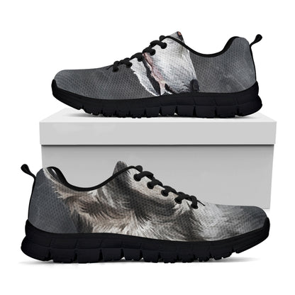 Alaskan Malamute Painting Print Black Sneakers