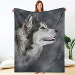 Alaskan Malamute Painting Print Blanket