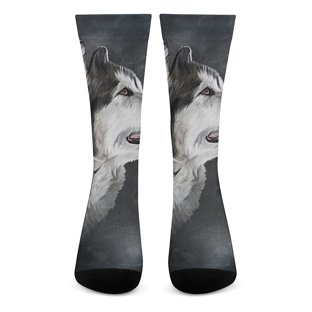 Alaskan Malamute Painting Print Crew Socks