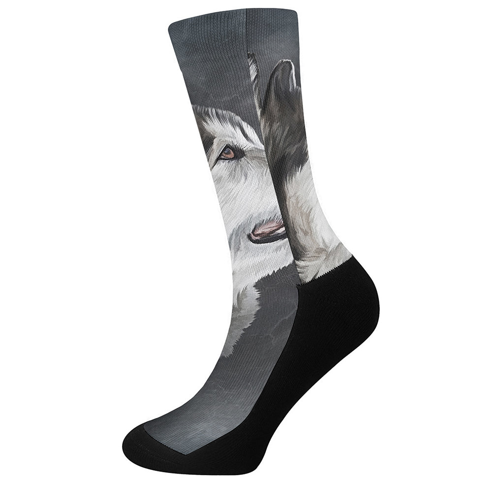 Alaskan Malamute Painting Print Crew Socks