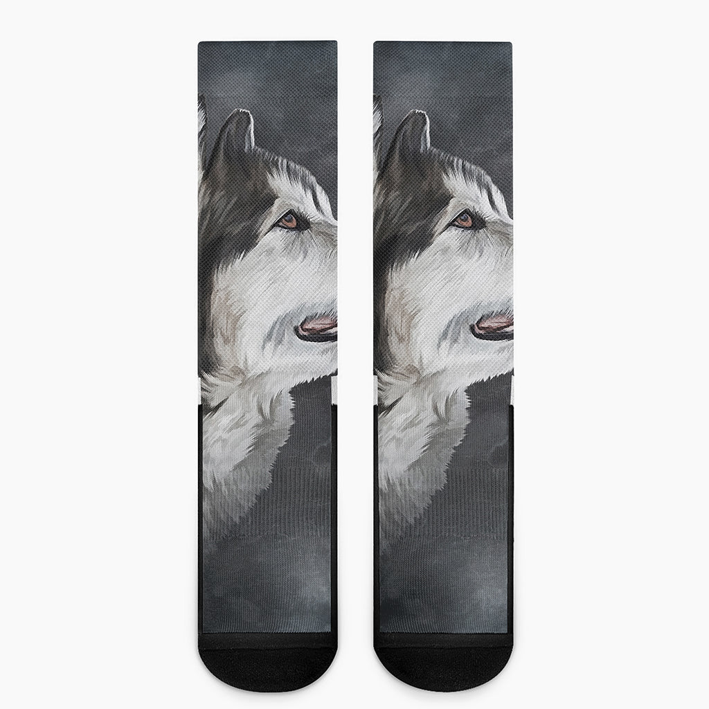 Alaskan Malamute Painting Print Crew Socks