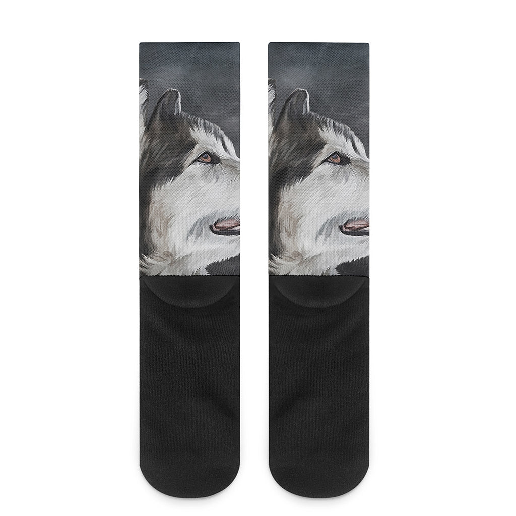 Alaskan Malamute Painting Print Crew Socks