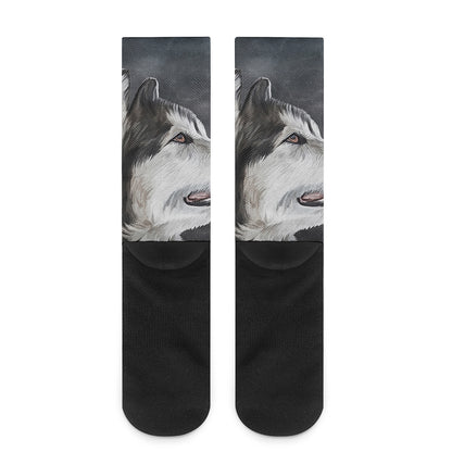 Alaskan Malamute Painting Print Crew Socks
