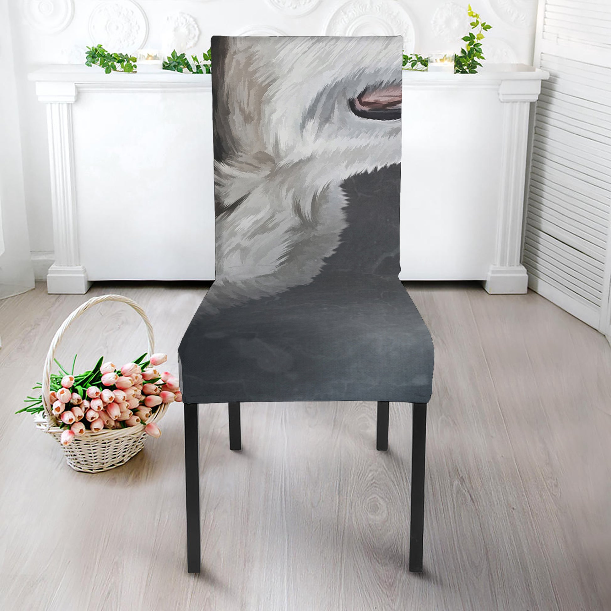 Alaskan Malamute Painting Print Dining Chair Slipcover