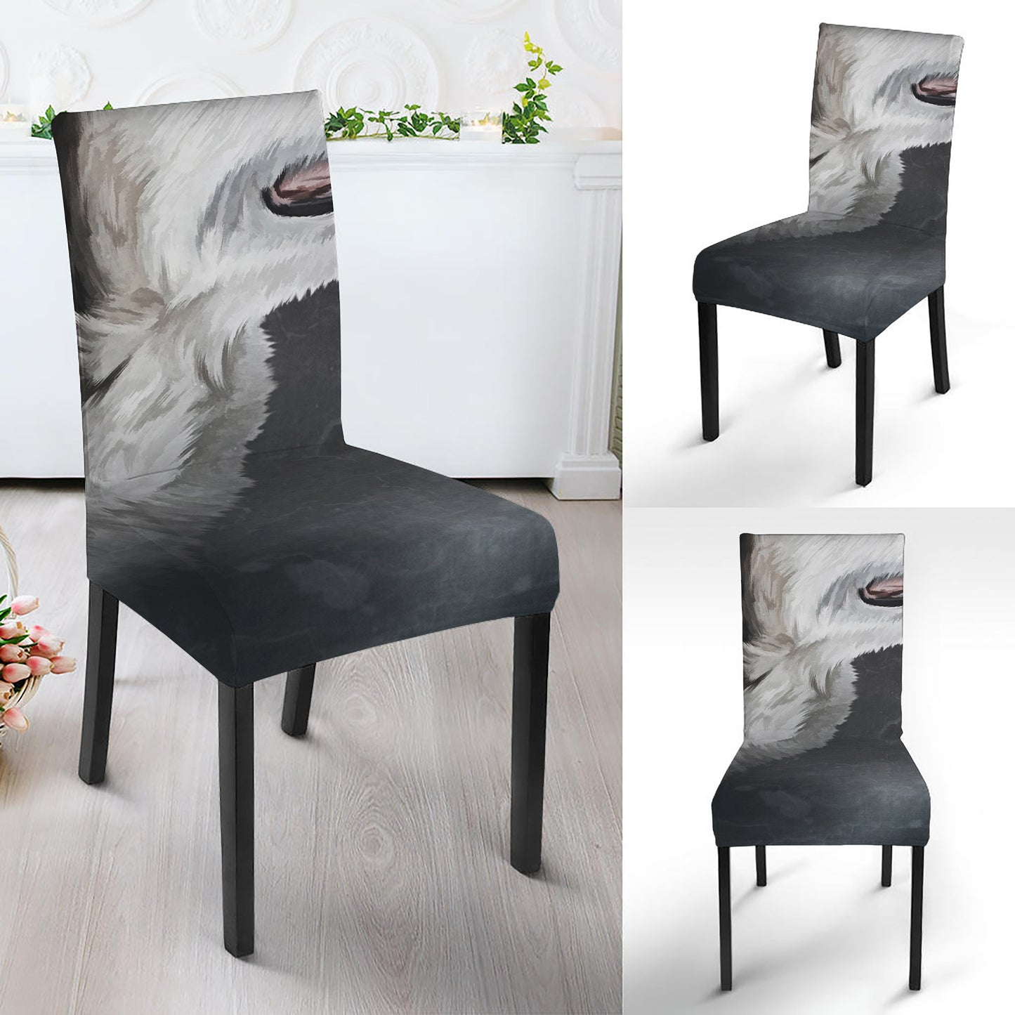 Alaskan Malamute Painting Print Dining Chair Slipcover