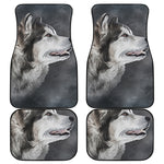 Alaskan Malamute Painting Print Front and Back Car Floor Mats