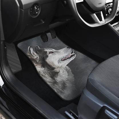 Alaskan Malamute Painting Print Front and Back Car Floor Mats