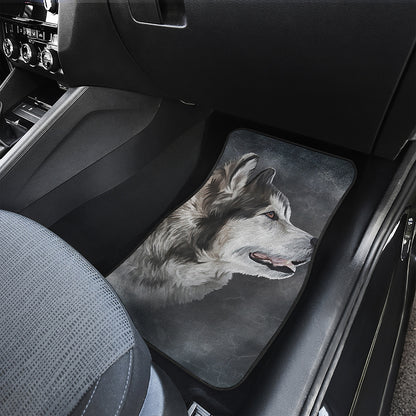 Alaskan Malamute Painting Print Front Car Floor Mats