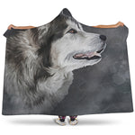 Alaskan Malamute Painting Print Hooded Blanket