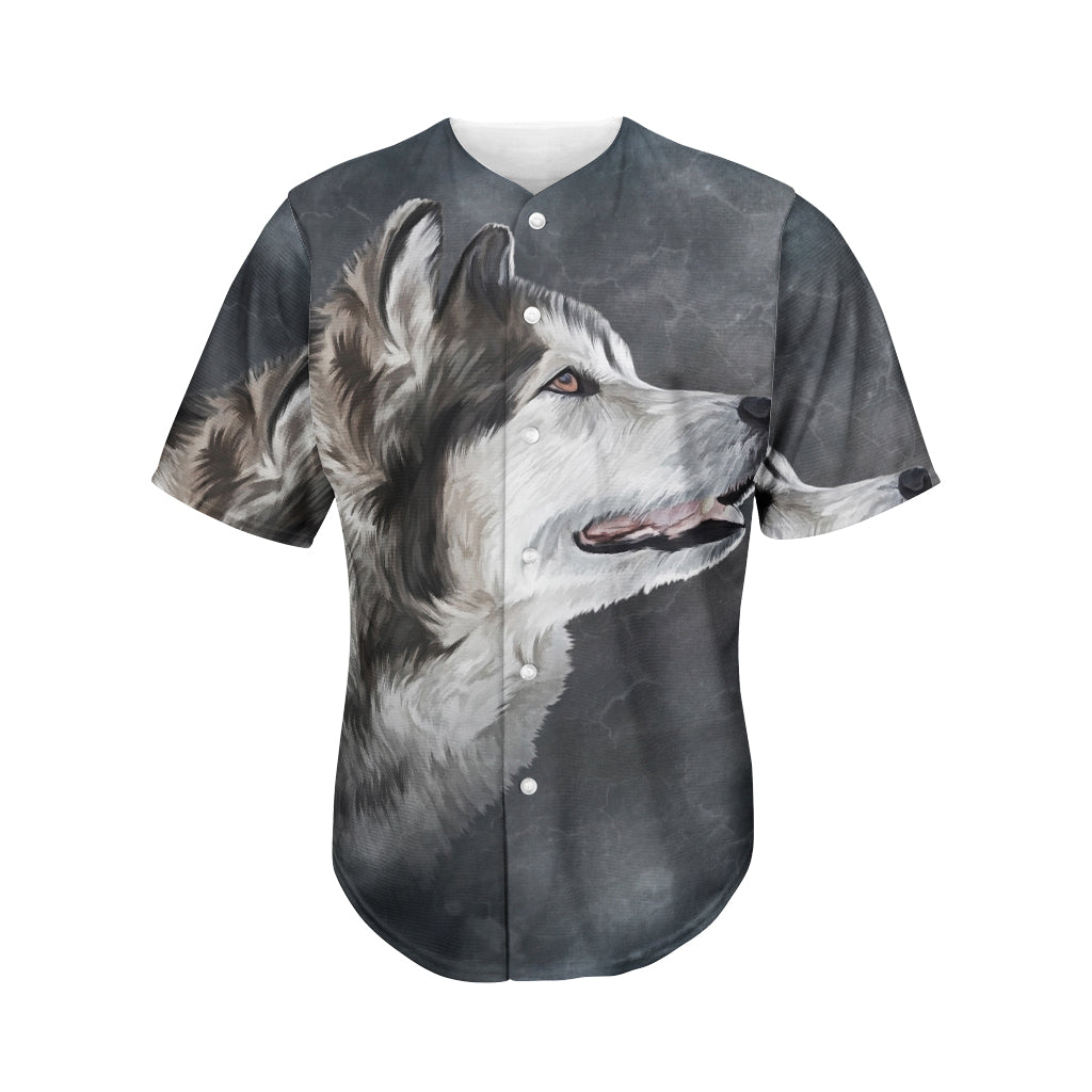 Alaskan Malamute Painting Print Men's Baseball Jersey