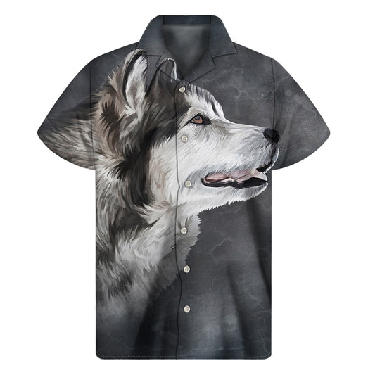 Alaskan Malamute Painting Print Men's Short Sleeve Shirt