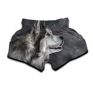 Alaskan Malamute Painting Print Muay Thai Boxing Shorts