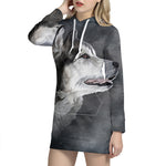 Alaskan Malamute Painting Print Pullover Hoodie Dress