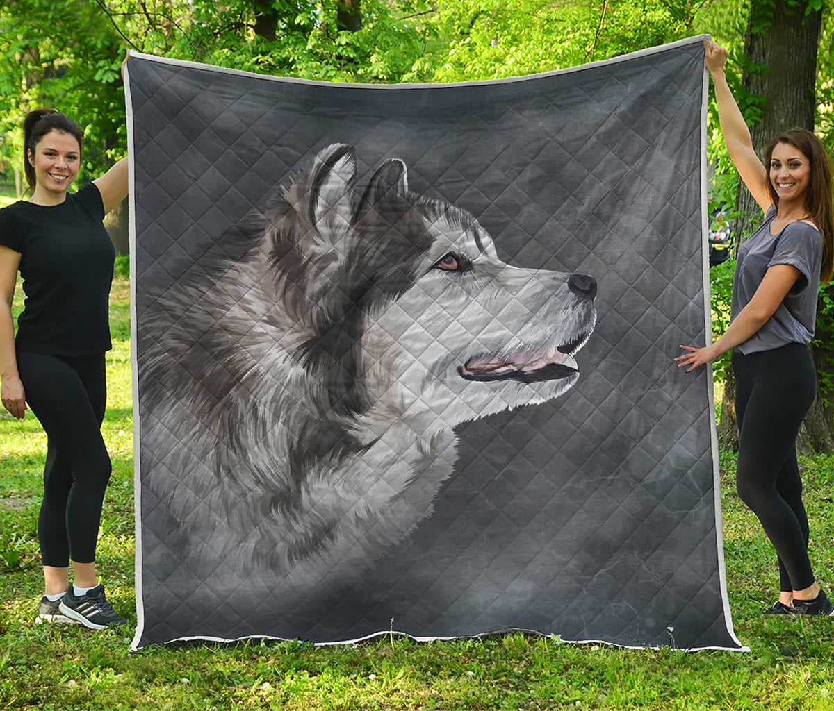 Alaskan Malamute Painting Print Quilt
